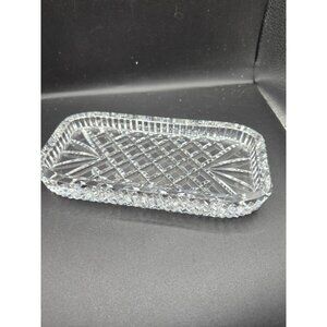 Waterford Alana Elegant Rectangular Crystal Glass Tray Butter Dish Intricate Cut